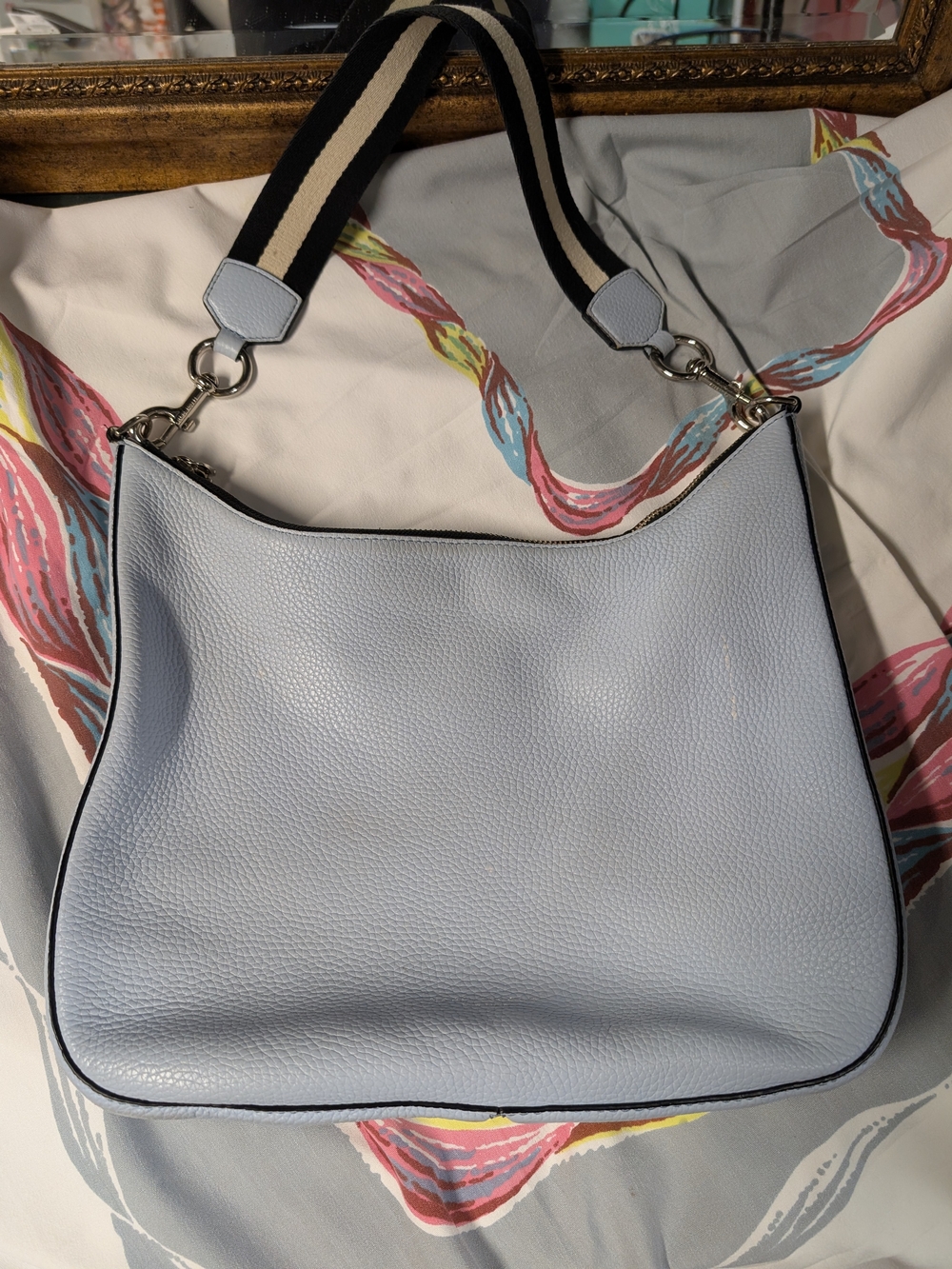 Light Blue Women’s Shoulder Bag with Stripe Strap Marc Jacobs